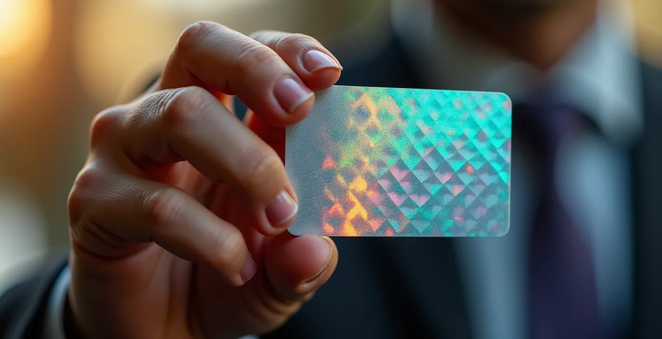 Main tenant un certificat SEO avec éléments graphiques abstraits