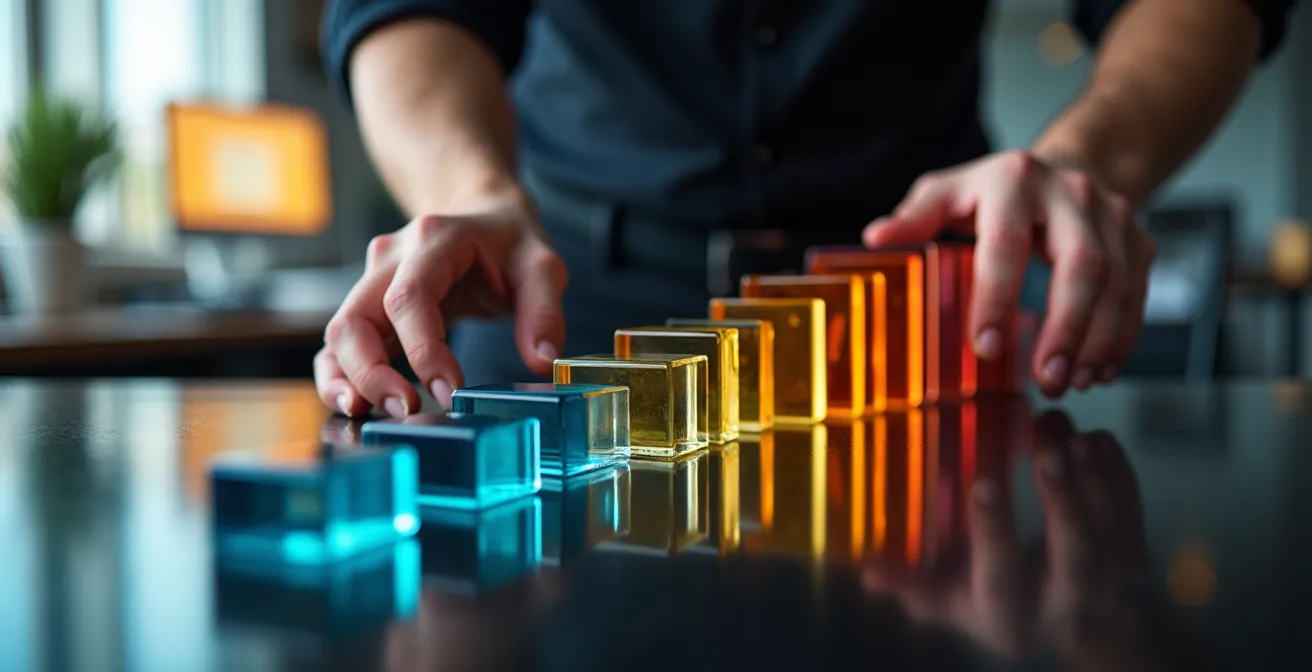 Professionnel planifiant sa stratégie de formation avec outils visuels